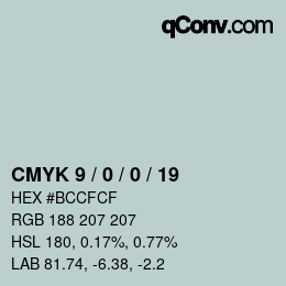 カラーコード: CMYK 9 / 0 / 0 / 19 | qconv.com