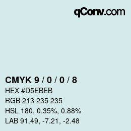 颜色代码: CMYK 9 / 0 / 0 / 8 | qconv.com