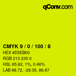 Color code: CMYK 9 / 0 / 100 / 8 | qconv.com