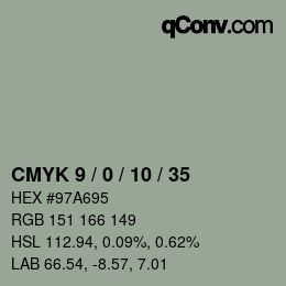 Color code: CMYK 9 / 0 / 10 / 35 | qconv.com