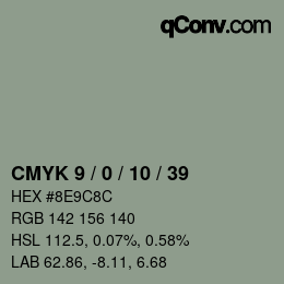 Color code: CMYK 9 / 0 / 10 / 39 | qconv.com