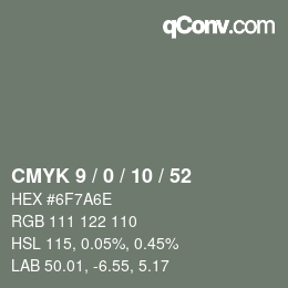 Color code: CMYK 9 / 0 / 10 / 52 | qconv.com
