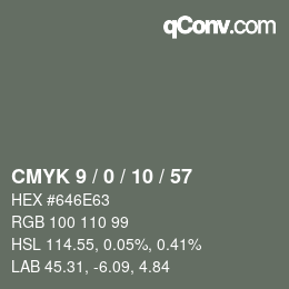 Color code: CMYK 9 / 0 / 10 / 57 | qconv.com