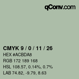 Color code: CMYK 9 / 0 / 11 / 26 | qconv.com