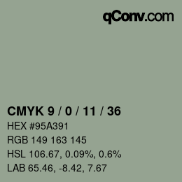 颜色代码: CMYK 9 / 0 / 11 / 36 | qconv.com