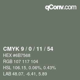 Código de color: CMYK 9 / 0 / 11 / 54 | qconv.com