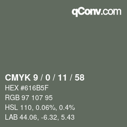 Farbcode: CMYK 9 / 0 / 11 / 58 | qconv.com