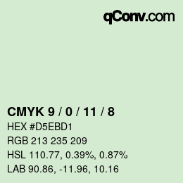 カラーコード: CMYK 9 / 0 / 11 / 8 | qconv.com