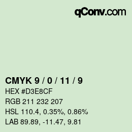 颜色代码: CMYK 9 / 0 / 11 / 9 | qconv.com