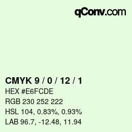 颜色代码: CMYK 9 / 0 / 12 / 1 | qconv.com