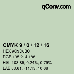 カラーコード: CMYK 9 / 0 / 12 / 16 | qconv.com