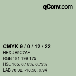 カラーコード: CMYK 9 / 0 / 12 / 22 | qconv.com