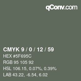 Color code: CMYK 9 / 0 / 12 / 59 | qconv.com