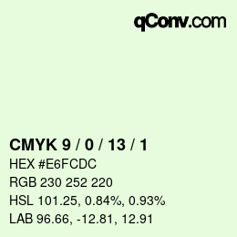 颜色代码: CMYK 9 / 0 / 13 / 1 | qconv.com