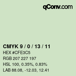 カラーコード: CMYK 9 / 0 / 13 / 11 | qconv.com