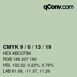 カラーコード: CMYK 9 / 0 / 13 / 19 | qconv.com