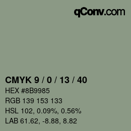 颜色代码: CMYK 9 / 0 / 13 / 40 | qconv.com