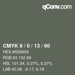颜色代码: CMYK 9 / 0 / 13 / 60 | qconv.com