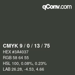 Color code: CMYK 9 / 0 / 13 / 75 | qconv.com