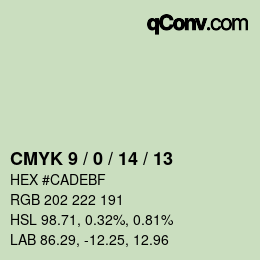カラーコード: CMYK 9 / 0 / 14 / 13 | qconv.com