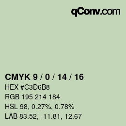 カラーコード: CMYK 9 / 0 / 14 / 16 | qconv.com