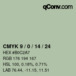 カラーコード: CMYK 9 / 0 / 14 / 24 | qconv.com