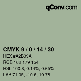 カラーコード: CMYK 9 / 0 / 14 / 30 | qconv.com