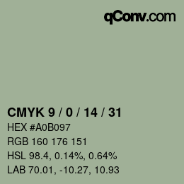 カラーコード: CMYK 9 / 0 / 14 / 31 | qconv.com