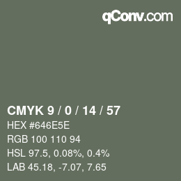 カラーコード: CMYK 9 / 0 / 14 / 57 | qconv.com