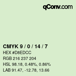 カラーコード: CMYK 9 / 0 / 14 / 7 | qconv.com