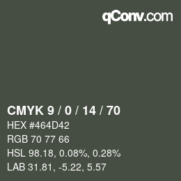 カラーコード: CMYK 9 / 0 / 14 / 70 | qconv.com