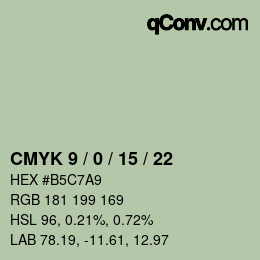 Farbcode: CMYK 9 / 0 / 15 / 22 | qconv.com