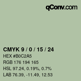 カラーコード: CMYK 9 / 0 / 15 / 24 | qconv.com