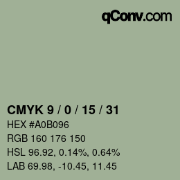 颜色代码: CMYK 9 / 0 / 15 / 31 | qconv.com
