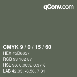 Color code: CMYK 9 / 0 / 15 / 60 | qconv.com