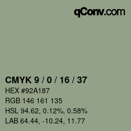 カラーコード: CMYK 9 / 0 / 16 / 37 | qconv.com