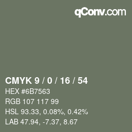 Color code: CMYK 9 / 0 / 16 / 54 | qconv.com