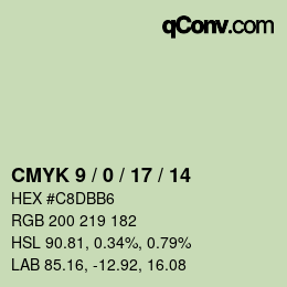 カラーコード: CMYK 9 / 0 / 17 / 14 | qconv.com
