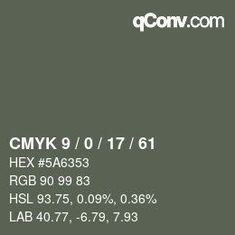 颜色代码: CMYK 9 / 0 / 17 / 61 | qconv.com