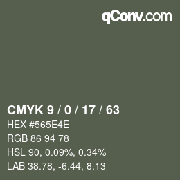 カラーコード: CMYK 9 / 0 / 17 / 63 | qconv.com