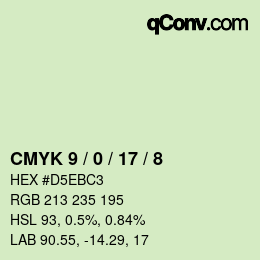 颜色代码: CMYK 9 / 0 / 17 / 8 | qconv.com