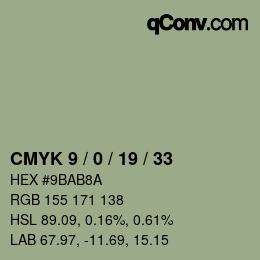 Farbcode: CMYK 9 / 0 / 19 / 33 | qconv.com
