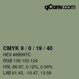 Color code: CMYK 9 / 0 / 19 / 40 | qconv.com