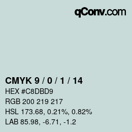 颜色代码: CMYK 9 / 0 / 1 / 14 | qconv.com