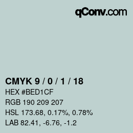 カラーコード: CMYK 9 / 0 / 1 / 18 | qconv.com