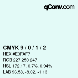 颜色代码: CMYK 9 / 0 / 1 / 2 | qconv.com