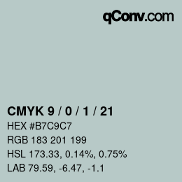 カラーコード: CMYK 9 / 0 / 1 / 21 | qconv.com