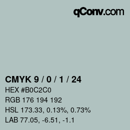 Color code: CMYK 9 / 0 / 1 / 24 | qconv.com