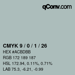 Color code: CMYK 9 / 0 / 1 / 26 | qconv.com