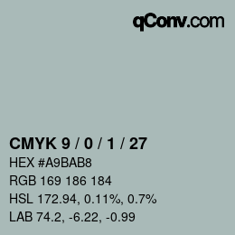 Color code: CMYK 9 / 0 / 1 / 27 | qconv.com